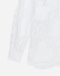 Cotton shirt with floral openwork embroidery