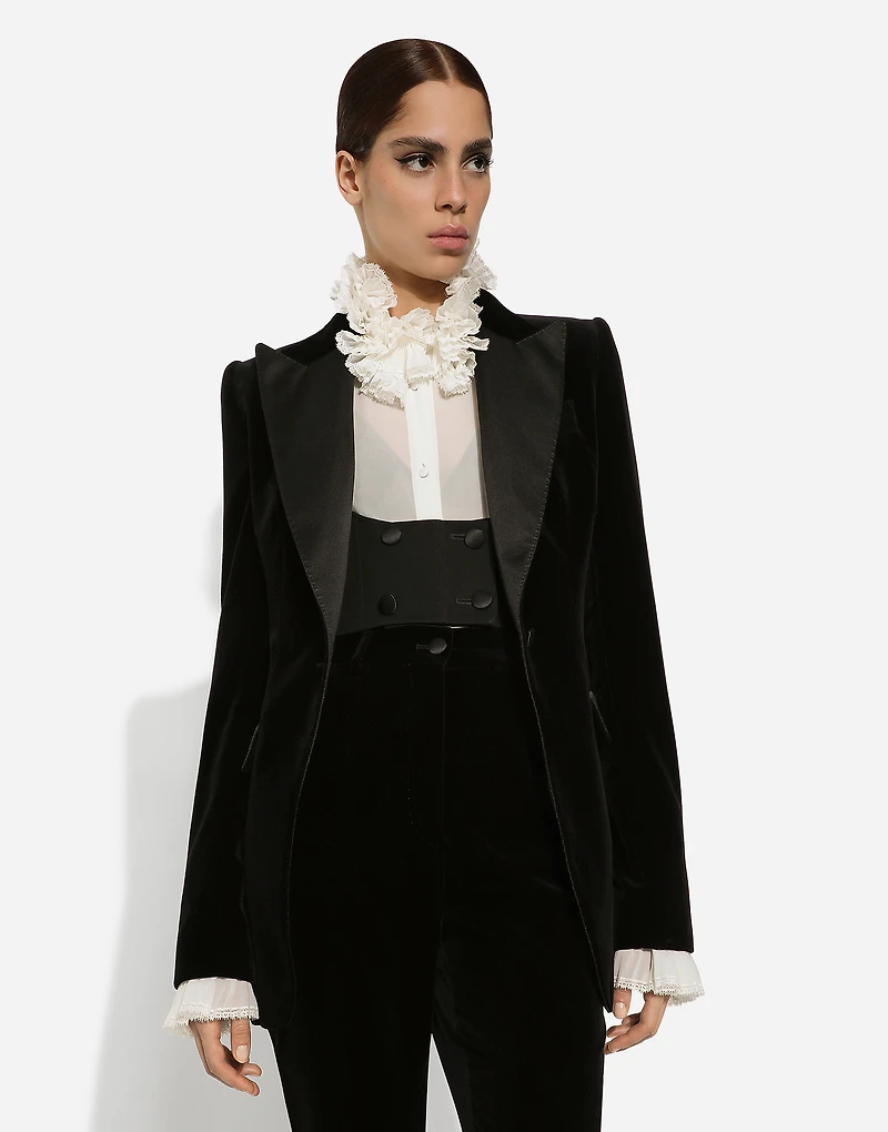 Velvet single-breasted Turlington tuxedo jacket
