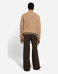 Zip-up cashmere sweatshirt with high neck