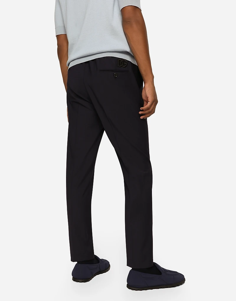 Stretch wool pants with DG embroidery