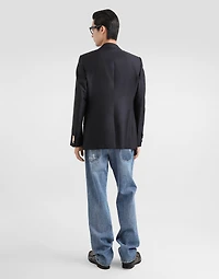 Single-breasted wool and silk jacket with patch