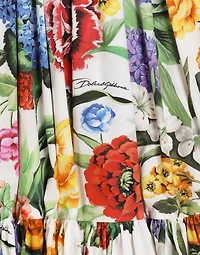 Floral-print poplin skirt