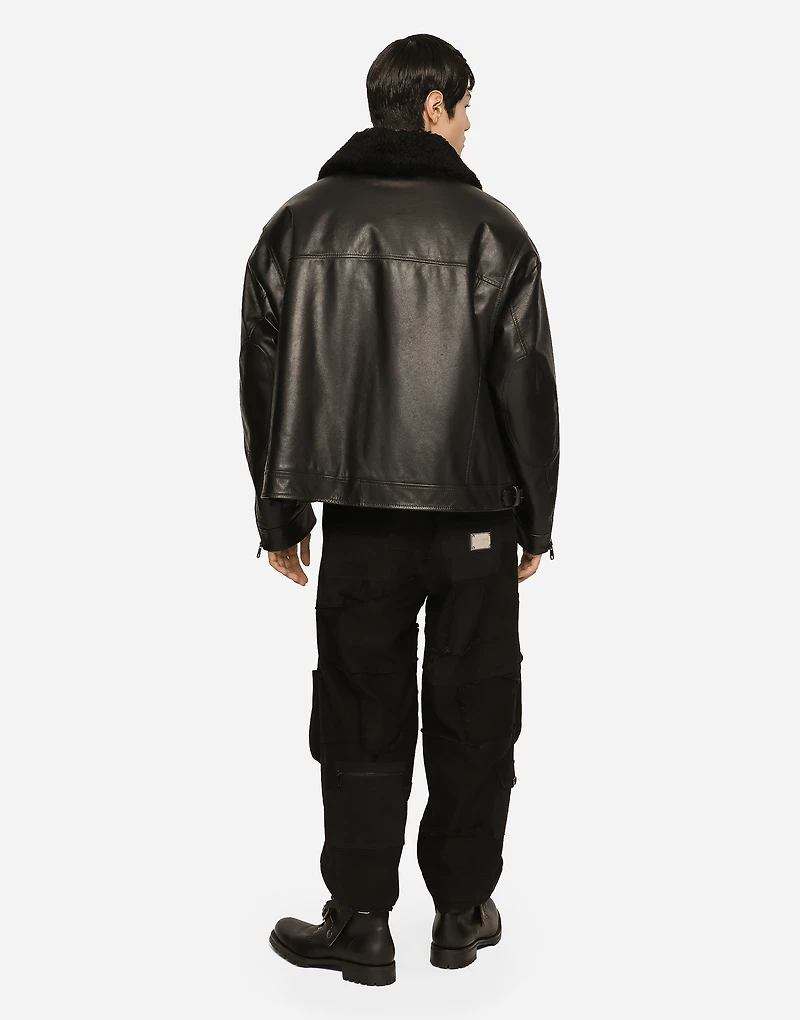 Bullskin jacket with shearling details