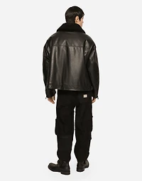 Bullskin jacket with shearling details