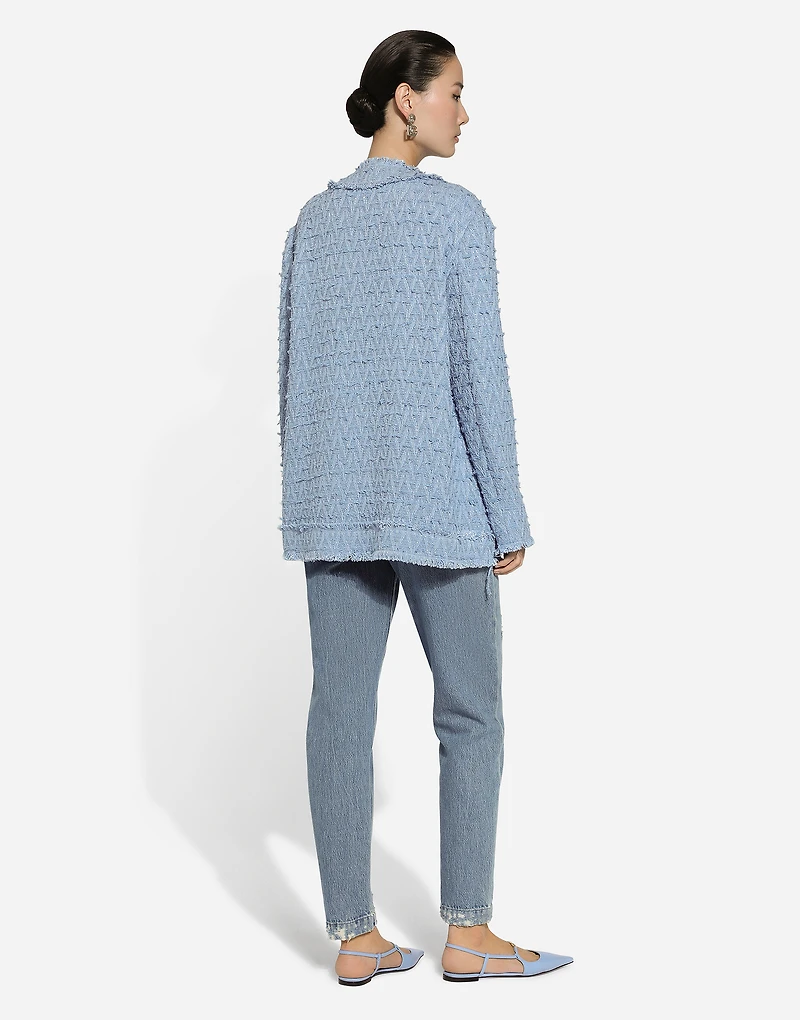 Single-breasted cotton rush-stitch jacket