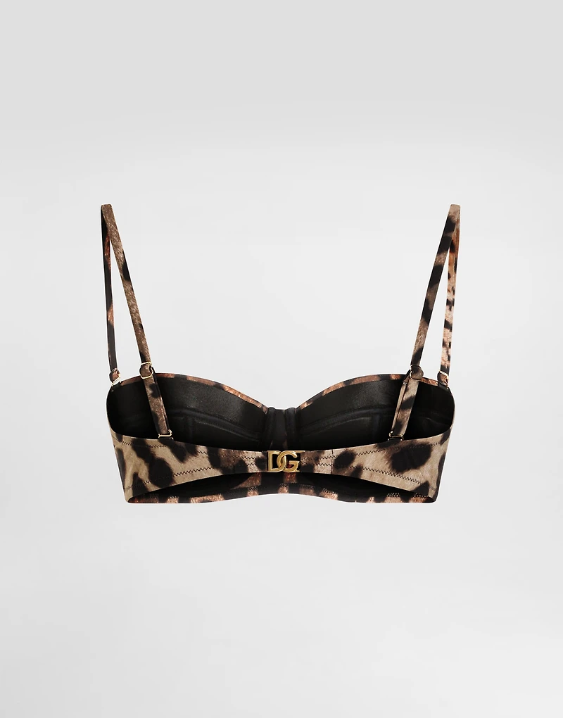 Leopard-print balconette bikini top