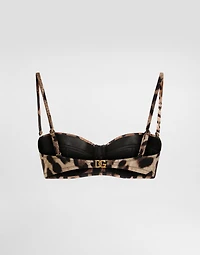 Leopard-print balconette bikini top