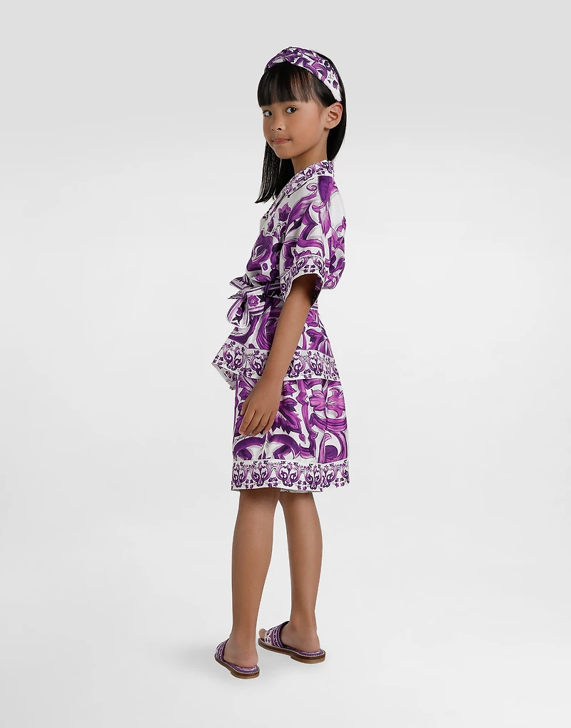 Majolica-print twill shirt