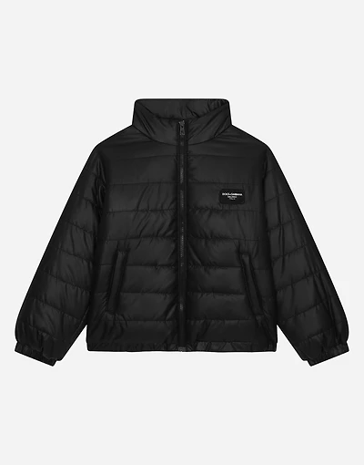 Padded nylon jacket with logo tag