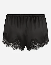 Satin lingerie shorts with lace detailing