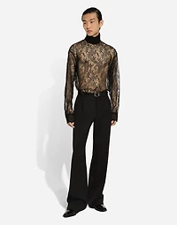 Loose lace turtleneck with shirt cuffs
