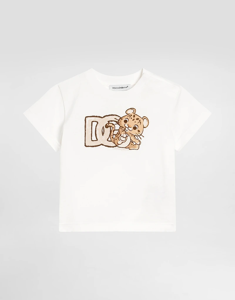 Jersey t-shirt with leopard print