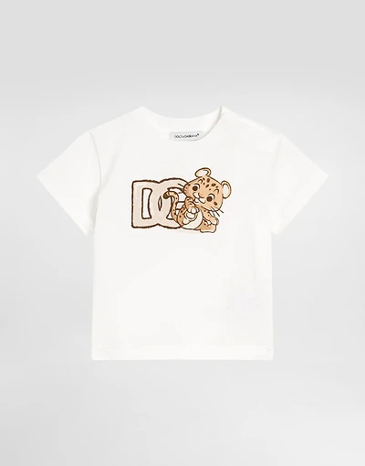 Jersey t-shirt with leopard print