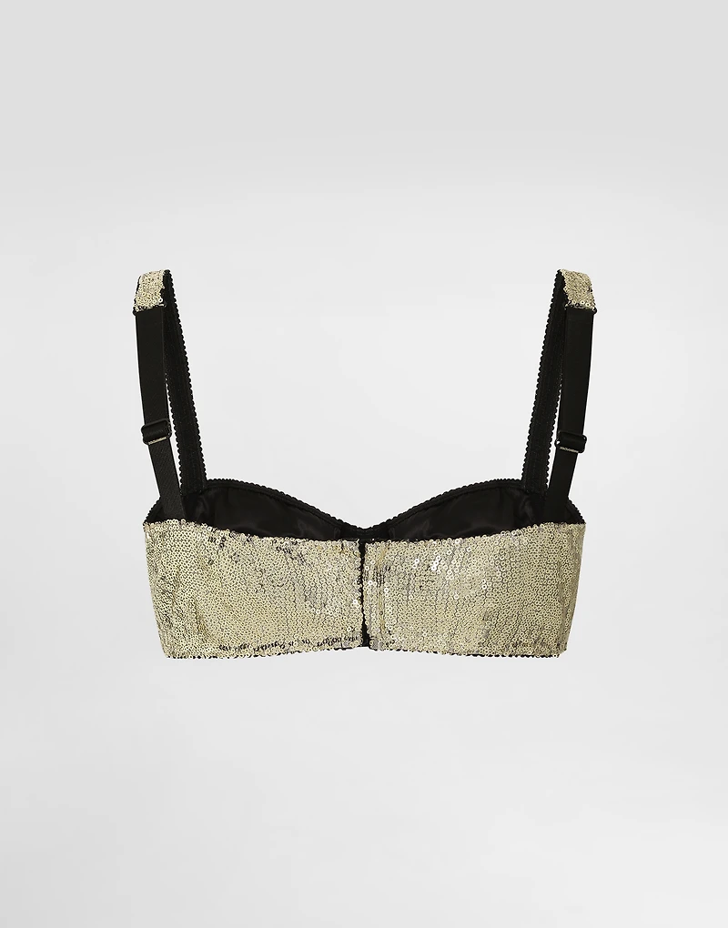 Balconette bra with micro-sequin embellishment