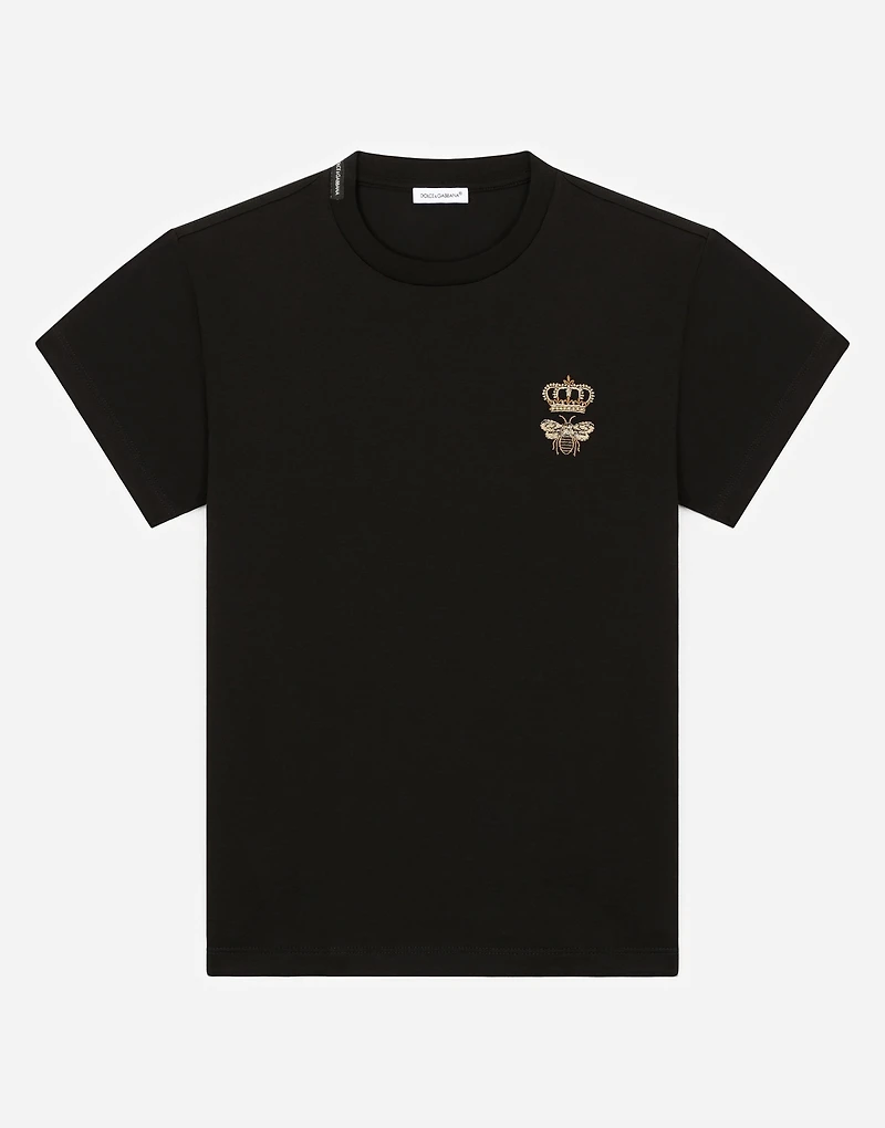 Jersey T-shirt with bee embroidery