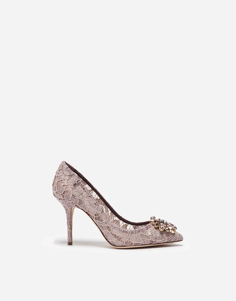 Lace rainbow pumps with brooch detailing