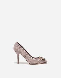 Lace rainbow pumps with brooch detailing