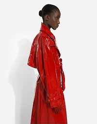 Patent leather trench coat