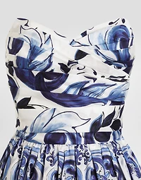 Majolica-print cotton satin dress