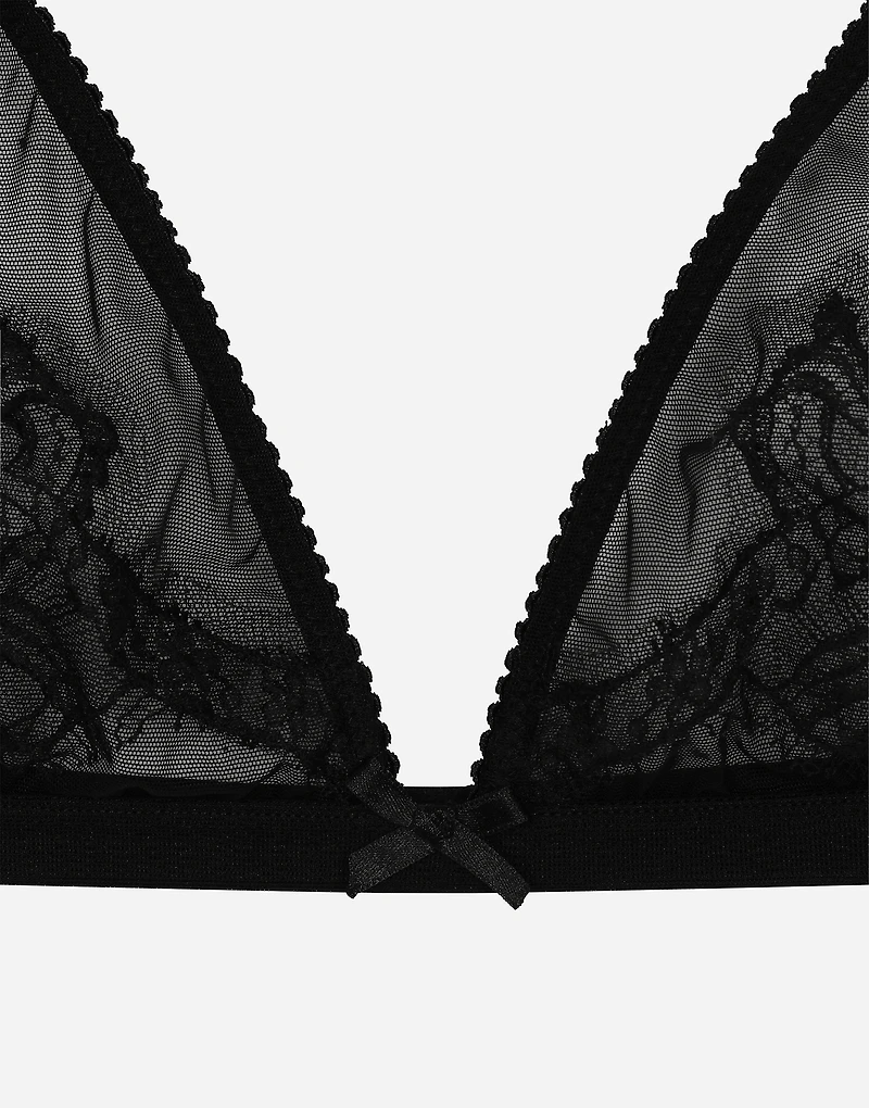Lace and tulle soft-cup triangle bra