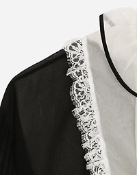 Chiffon shirt with front and organza cuffs