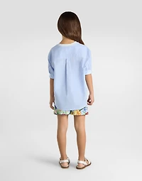 Striped poplin shorts with floral print