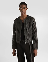 Woven nappa leather jacket