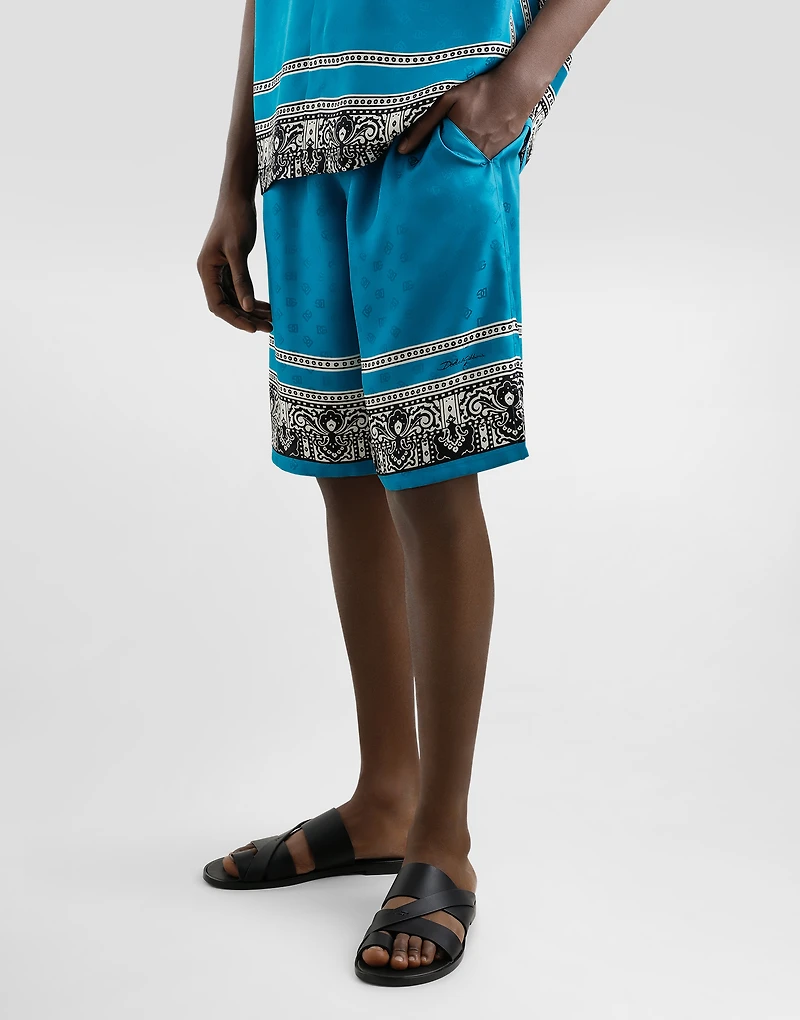 Bandanna-print silk shorts