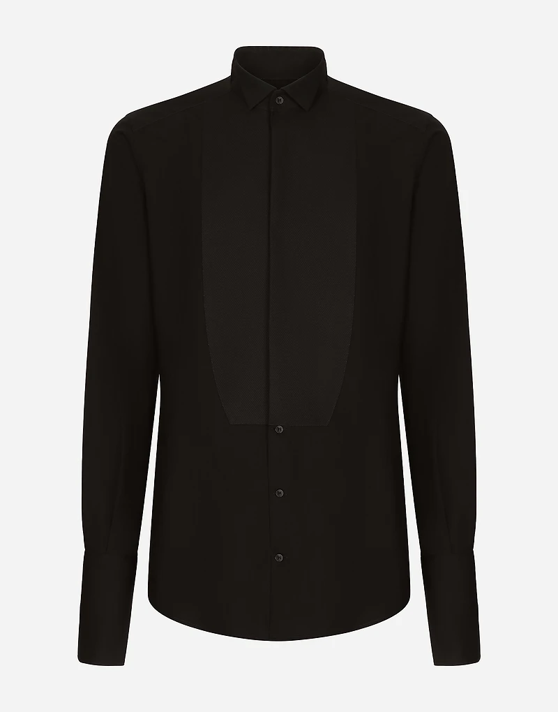 Cotton poplin Gold-fit tuxedo shirt