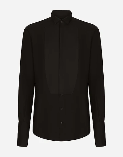 Cotton poplin Gold-fit tuxedo shirt