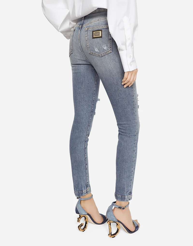 Stretch denim Audrey jeans with rips