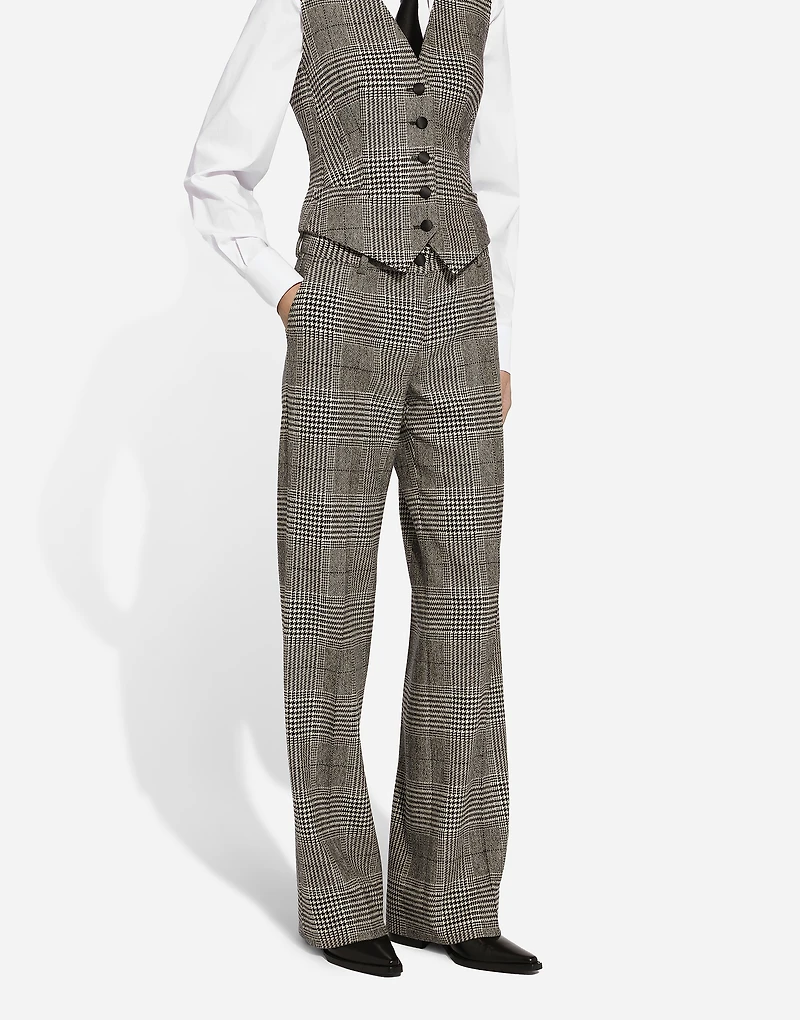 Flared glen plaid pants