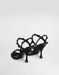 Sandals with rhinestone embroidery