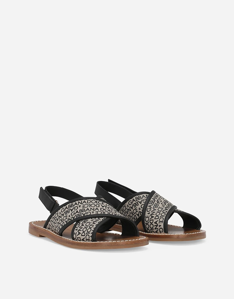Canvas sandals with Dolce&Gabbana logo print