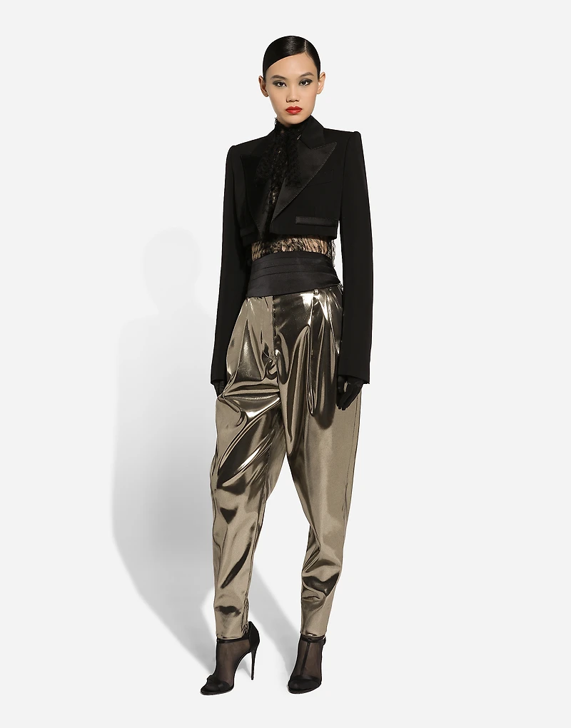 Foiled stretch satin pants