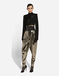 Foiled stretch satin pants