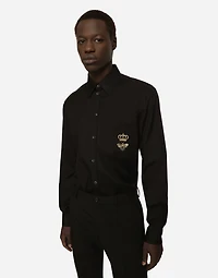 Cotton Martini-fit shirt with embroidery