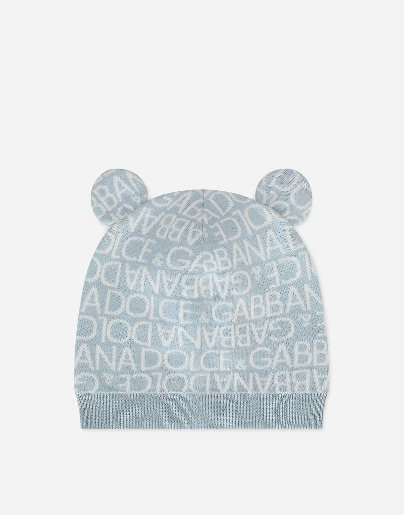 Knit hat with jacquard logo and ears