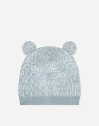 Knit hat with jacquard logo and ears
