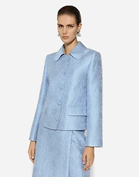 Single-breasted floral quilted jacquard Gabbana jacket