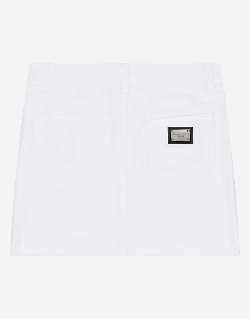 5-pocket short skirt ripped denim