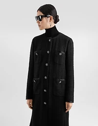 Single-breasted raschel tweed coat