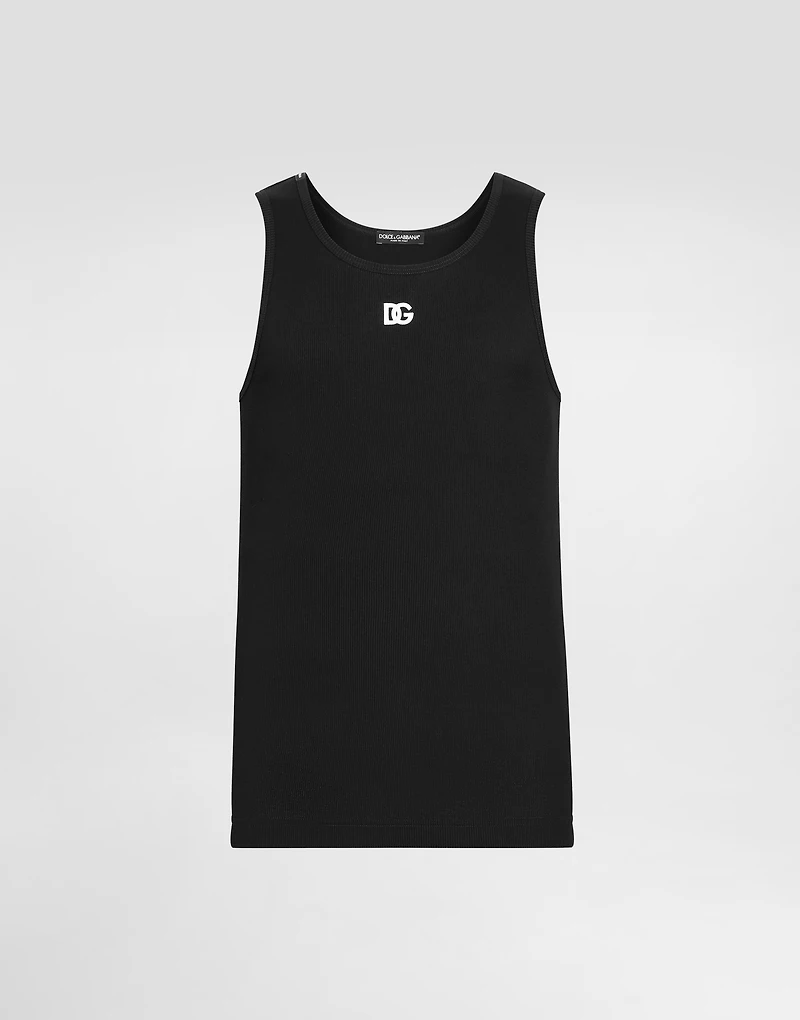 Cotton tank top with embroidery