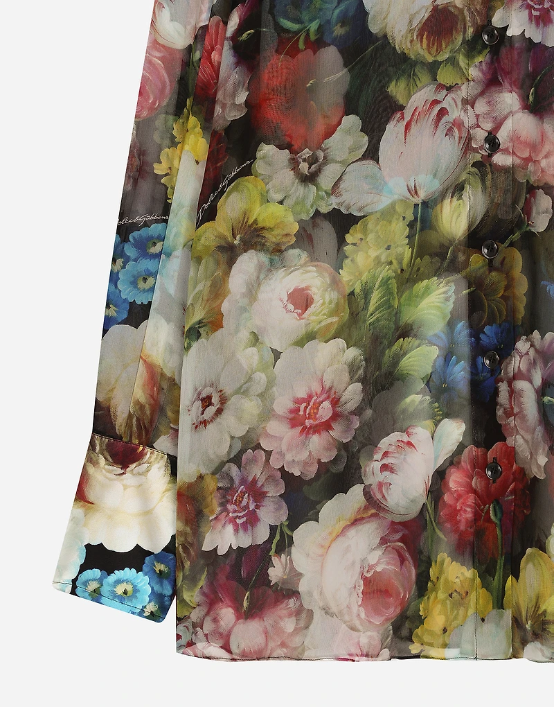 Chiffon shirt with nocturnal flower print