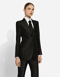 Single-breasted floral brocade Turlington jacket
