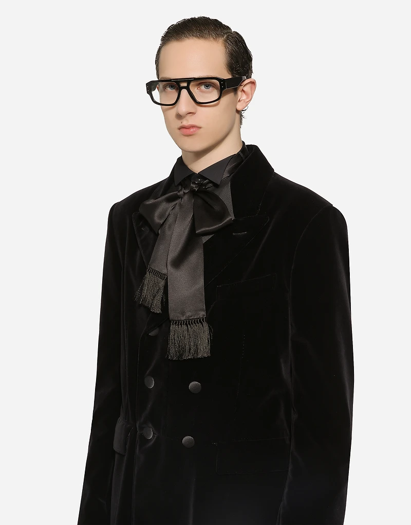Velvet coat with satin details