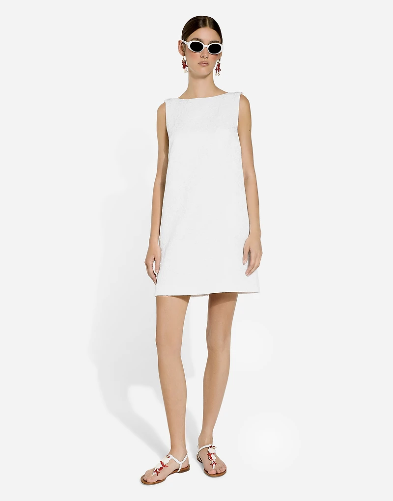 Short brocade dress with back neckline