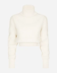 Wool fisherman’s rib turtle-neck sweater with DG logo