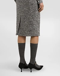 Dotted wool blend sheath skirt