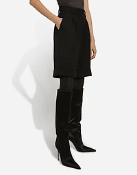 Wool gabardine shorts